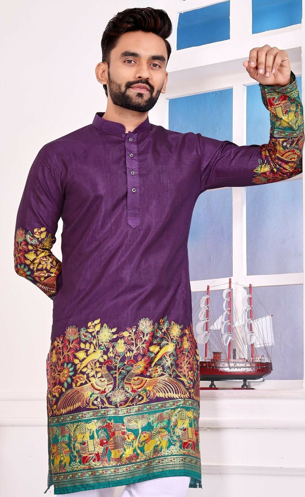 Anaita Purple Dola Silk Straight Kurta With Foil Work