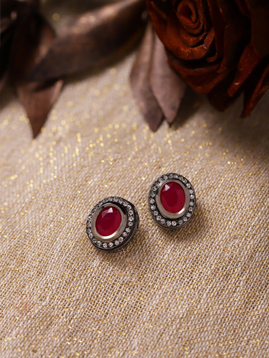 Pink Circular Studs Earrings - Ruby Raang - Ruby Raang Studio