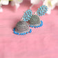 Mominos Fashion Joharkamal Kundan work Jhumka with Sky Blue Beads - Swadesiicart