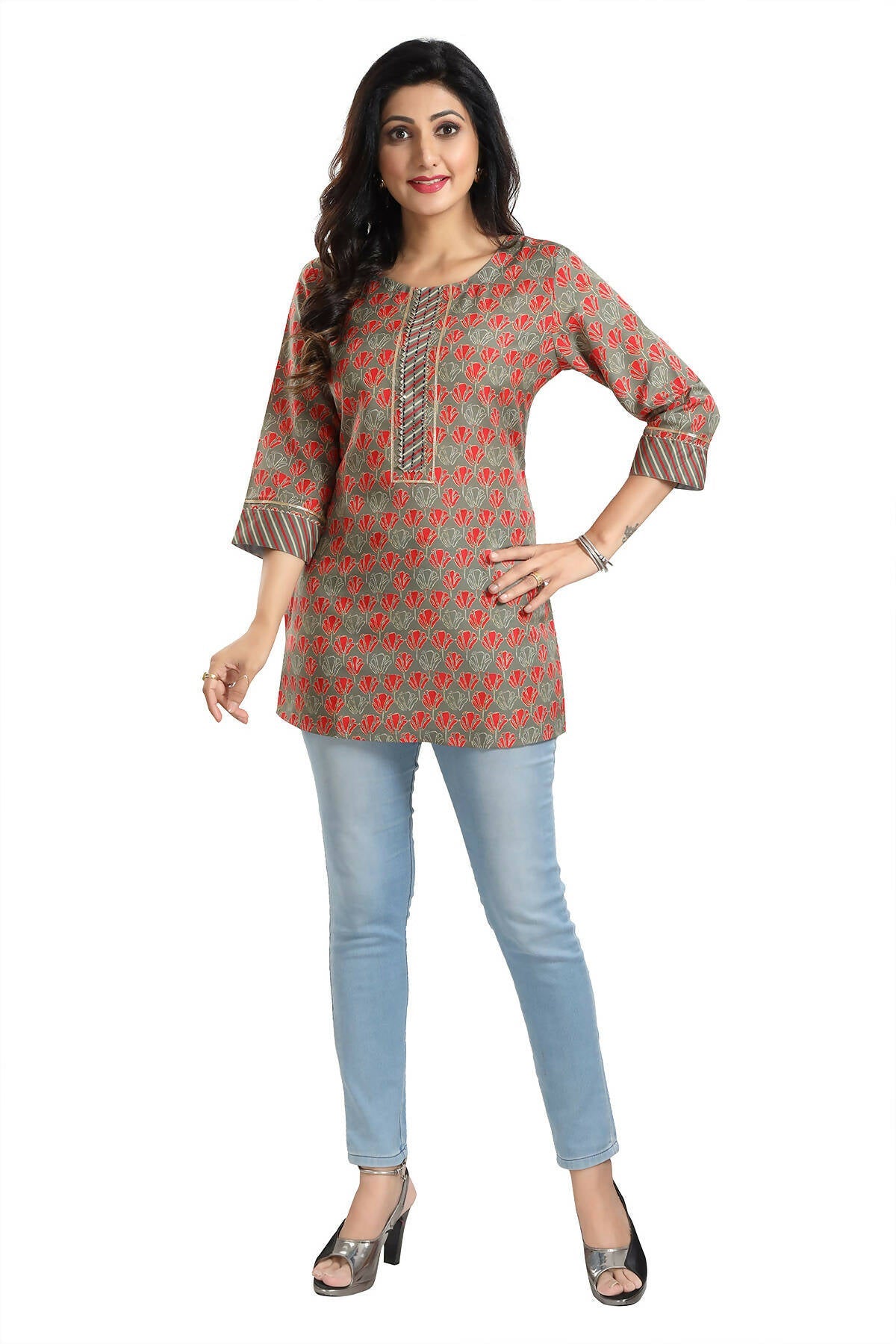 Snehal Creations Pleasant Pista Green Rayon Short Kurti Tunic Top - Swadesiicart