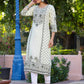 Juniper Women's Green Rayon Staple Kalamkari Floral Placement Printed Kurta | Swadesiicart