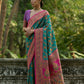 Vishnu Weaves Women's Rama Pashmina Silk Thread Woven Saree with Blouse - Swadesiicart