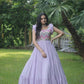 Jyoti Fashion Women's Purple Sequins Thread Embroidery Faux Georgette Anarkali Dress | Swadesiicart