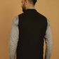 Even Apparels Pure Wool Nehru Jacket - Black | Swadesiicart