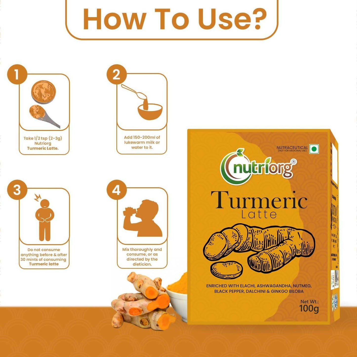 Nutriorg Certified Organic Turmeric Latte | Swadesiicart