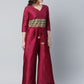 Ahalyaa Womens Burgundy crepe Printed Jumpsuit | Swadesiicart