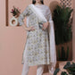 Jyoti Fashion Women's Off White Cotton Floral Digital Printed Kurta with Trouser & Dupatta | Swadesiicart
