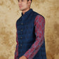 Bluesaanchi Men's Jacquard Rose Red With White Waistcoat | Swadesiicart