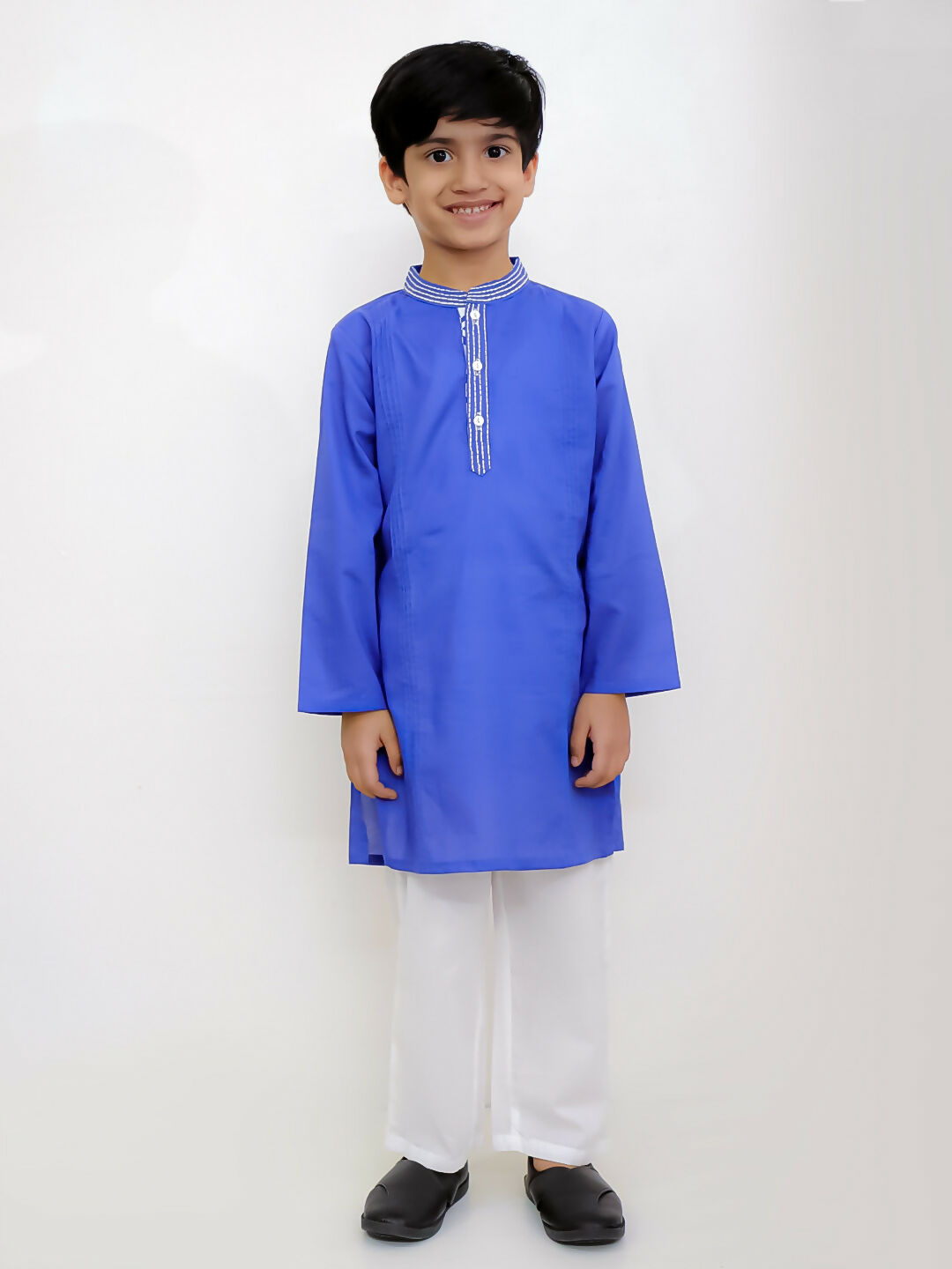 Lil Drama Shor-Gul Blue Kurta Pyjama Set For Boys | Swadesiicart