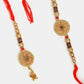 NVR Women & Men Set of 2 Gold-Toned Bhaiya Bhabi Rakhi With Roli Chawal & Chocolate | Swadesiicart