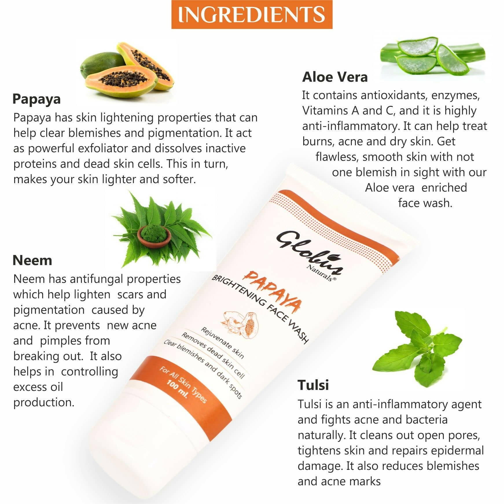 Globus Naturals Purifying Papaya Face Wash - Swadesiicart