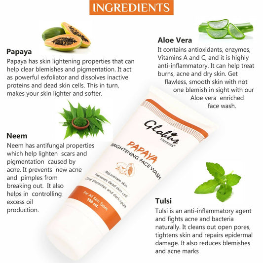Globus Naturals Purifying Papaya Face Wash - Swadesiicart