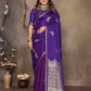 Joban Fashion Purple Floral Motifs Banarasi Silk Sarees | Swadesiicart
