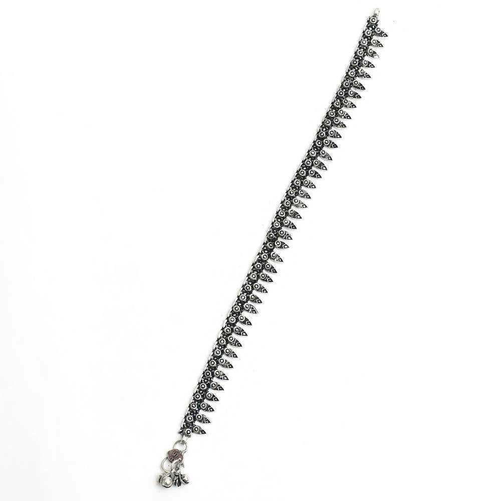 Mominos Fashion Kamal Johar Oxidised Silver Women Wear Anklets | Swadesiicart