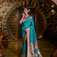 Vishnu Weaves Women's Rama Paithani Silk Zari Woven Saree with Unstitched Blouse - Swadesiicart