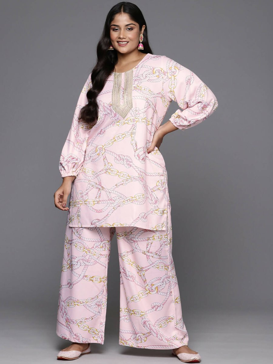 Ahalyaa Women's Traditional Wear Co-ords - Pink - Swadesiicart