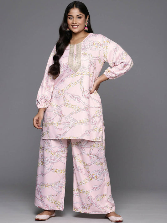 Ahalyaa Women's Traditional Wear Co-ords - Pink - Swadesiicart