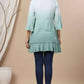 Juniper Sage Green Rayon Festive Embroidered Tiered Tunic For Women | Swadesiicart