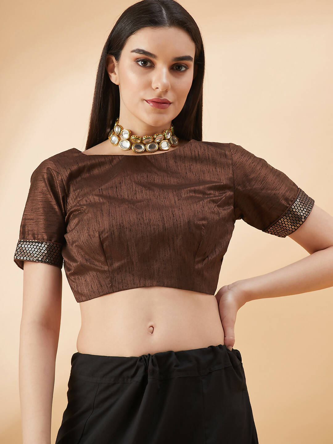 Brown Lycra Animal Print, Fancy Value Addition Fabric Saree - Norita Hit Design - Swadesiicart