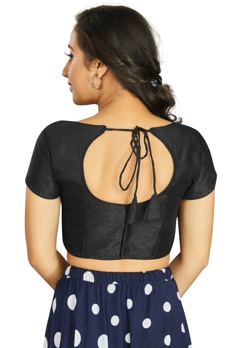 Aastha Fashion Women's Black Art Silk Designer Festive Wear Readymade Blouse