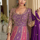 Anaita Purple Georgette Readymade Anarkali Suit with Embroidery Zarkan Work (Free Size)