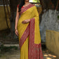 Joban Fashion Yellow Crepe Chiffon Pure Handloom Banarasi Silk Saree | Swadesiicart