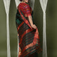Very Much Indian Handloom Cotton Silk Maheshwari Saree With Sleek Golden Border - Dark Green | Swadesiicart