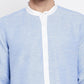 Even Apparels Blue Color Pure Cotton Men's Kurta With Contrast Collar And Placket | Swadesiicart