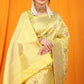 Jyoti Fashion Women's Cream Kanjivaram Silk Zari Woven Saree with Blouse | Swadesiicart