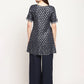 Ahalyaa Women's Blue Rayon Foil Print Top With Palazzo Set | Swadesiicart