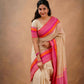 Exclusive Collection Beige Beautiful Khadi Cotton Handloom Saree - Swadesiicart