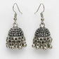 NVR Women's Silver-Toned German Silver Oxidised Dome Shaped Jhumka Earrings - Swadesiicart