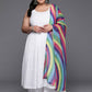 Ahalyaa Women's Traditional wear Kurta Set - White | Swadesiicart