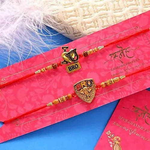 Sea Blue Embellished Rakhi & Kaju Anjeer Barfi Hamper | Swadesiicart