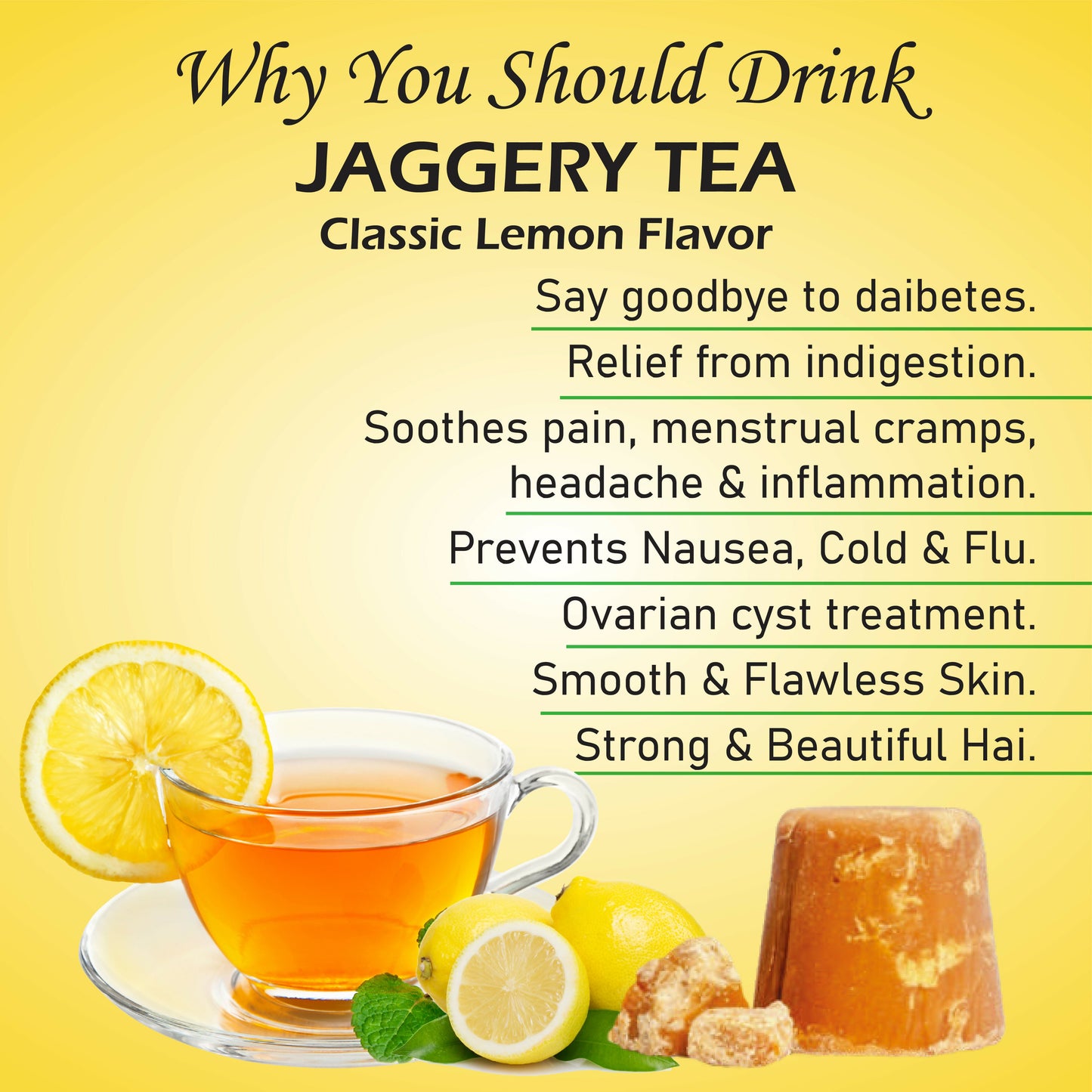 Naivedyam Classic Lemon Flavour Jaggery Tea | Swadesiicart