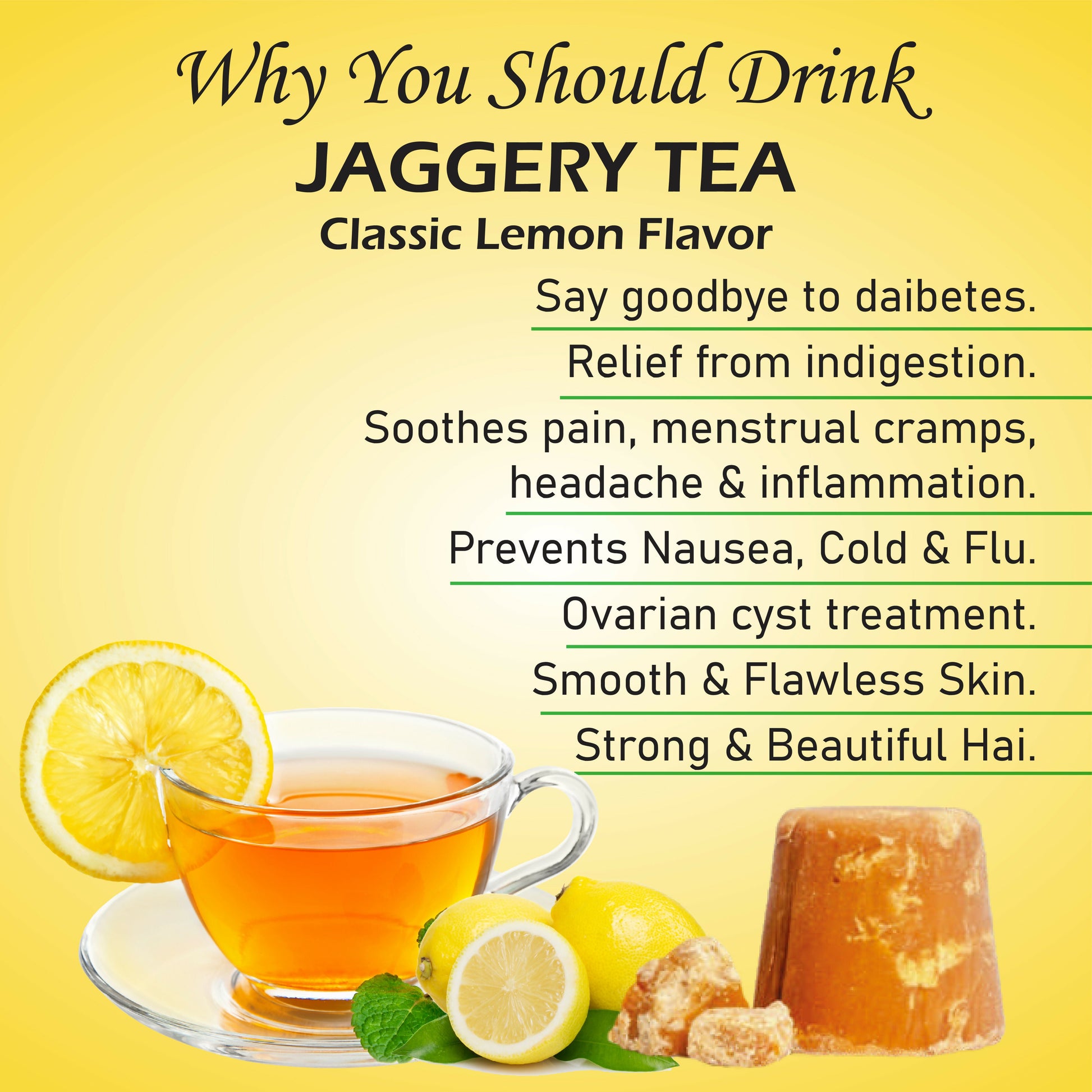 Naivedyam Classic Lemon Flavour Jaggery Tea | Swadesiicart