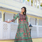 Partywear Designer parrot Dola Silk Anarkali suit with Dupatta - Suzen - Swadesiicart
