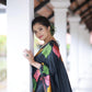 Black Pure Silk Woven Design Saree with Unstitched Blouse - Hiral Fashion | Swadesiicart