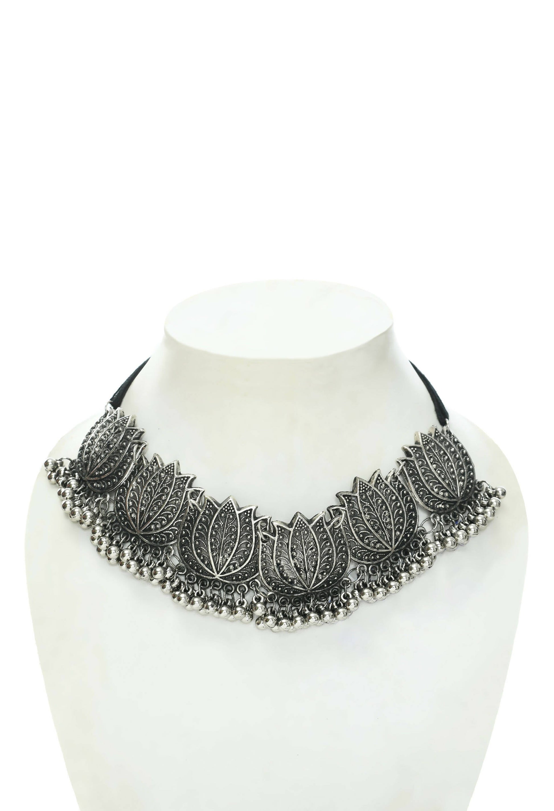 Mominos Fashion Johar Kamal Silver-Plated Brass Finish Lotus Design Choker For Women | Swadesiicart
