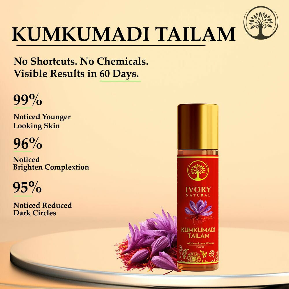 Ivory Natural Kumkumadi Tailam Face Oil - Saffron And Lotus Essence For Skin Revitalization | Swadesiicart
