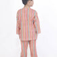 Breathables Kids Cotton Stripes Print Kurta Pyjama Night Suit - Multicolor