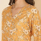 Janasya Women's Mustard Moss Floral Printed Casual Front Slit Co-ords - Swadesiicart
