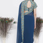 Little Bansi Floral Print Ready To Wear Saree And Floral Blouse - Blue | Swadesiicart