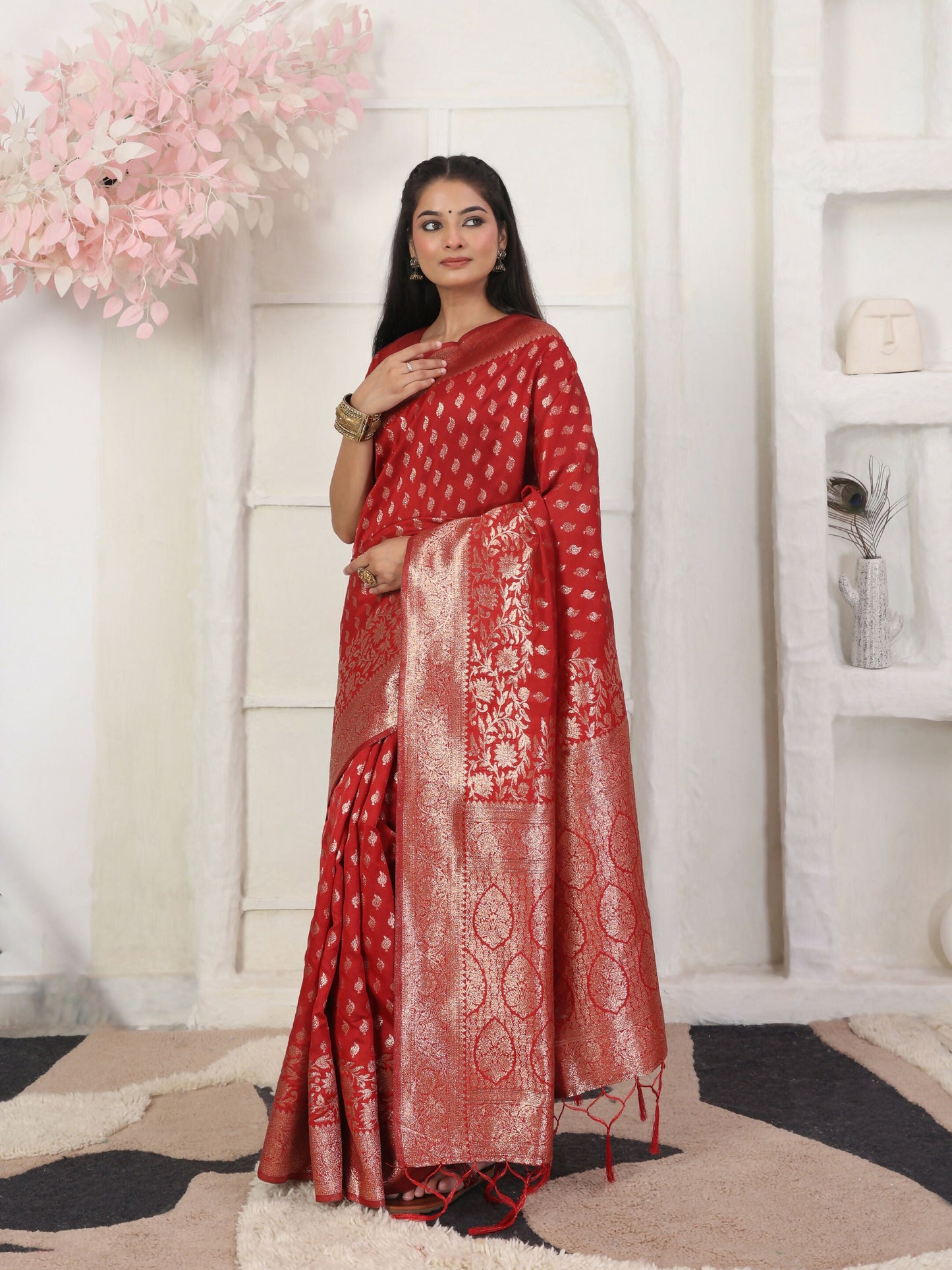 Shree Shyam Fashion Lichi Silk Red Saree
