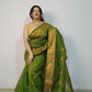 Exclusive Collection Beautiful Olive Green Cotton Silk Woven Handloom Saree With Running Blouse Piece - Swadesiicart