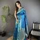Joban Fashion Sky Blue Banarasi Soft Silk Woven Saree | Swadesiicart