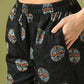 Myshka Women's Black Printed Cotton Round Neck Party Tunic With Trousers Co-ord set - Swadesiicart