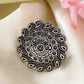 NVR Women's Silver-Toned Floral Shape Adjustable Finger Ring | Swadesiicart