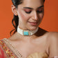 Women's Blue White Gold-Polished Handcrafted Necklace - Ruby Raang | Swadesiicart