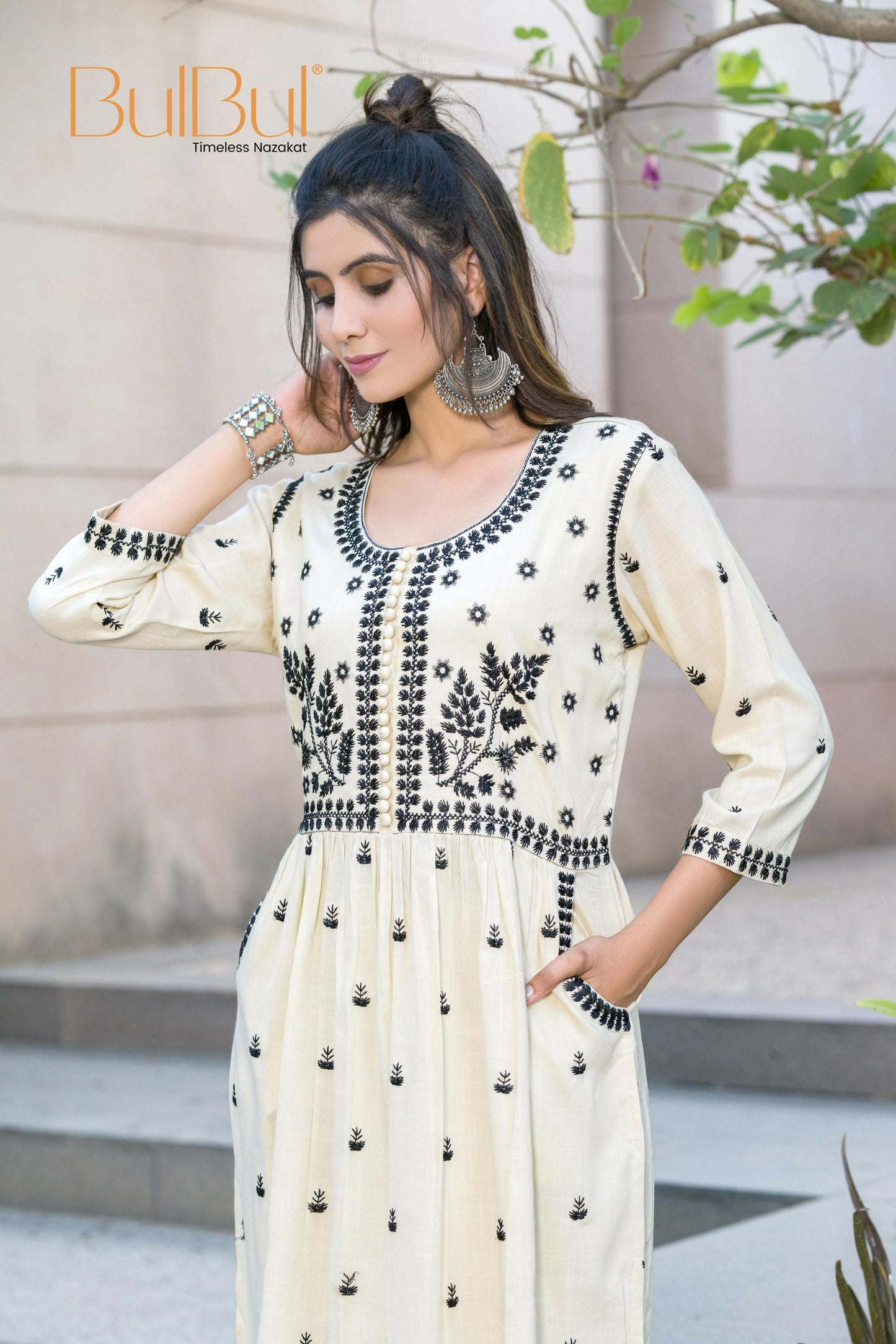BulBul Meenaxi Beige Rayon Kurta Set - Swadesiicart